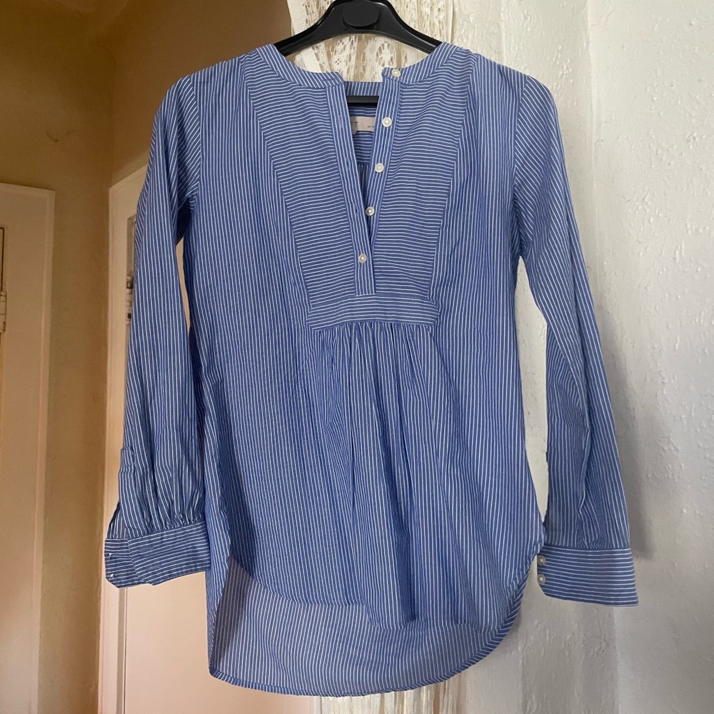 loft petite blue stripe blouse